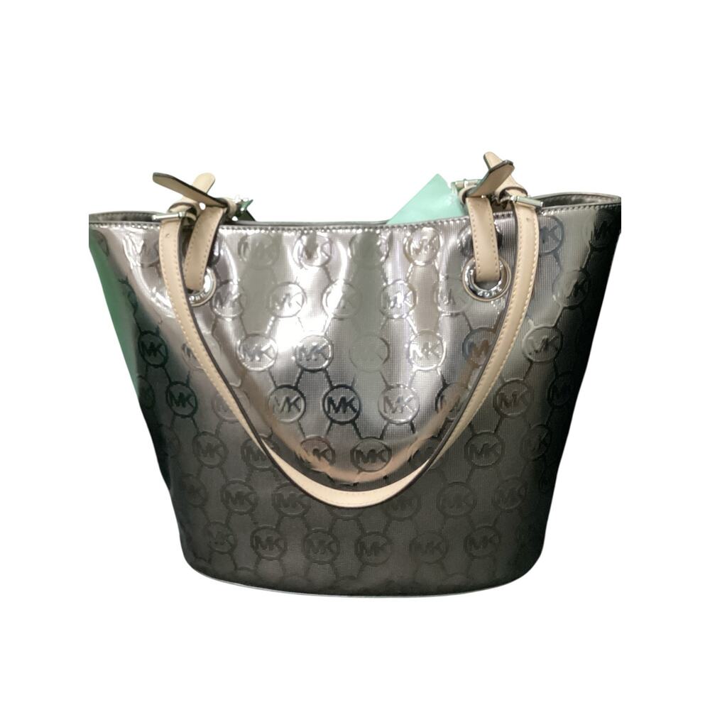 Michael Kors Tote Women’s One Size Monogram Metallic Two Handles Snap Closure